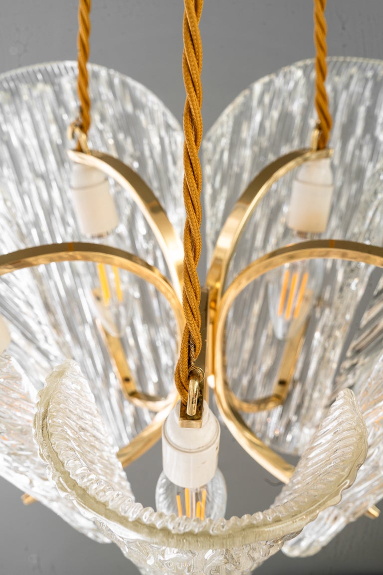 Beautiful Klamar chandelier with textured glass, circa 1950s