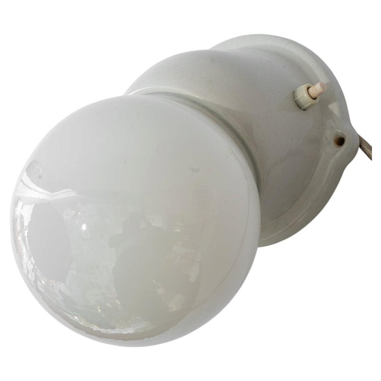 Porcelain wall lamp with opal glass shade vienna around 1920