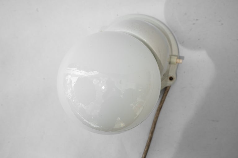 Porcelain wall lamp with opal glass shade vienna around 1920