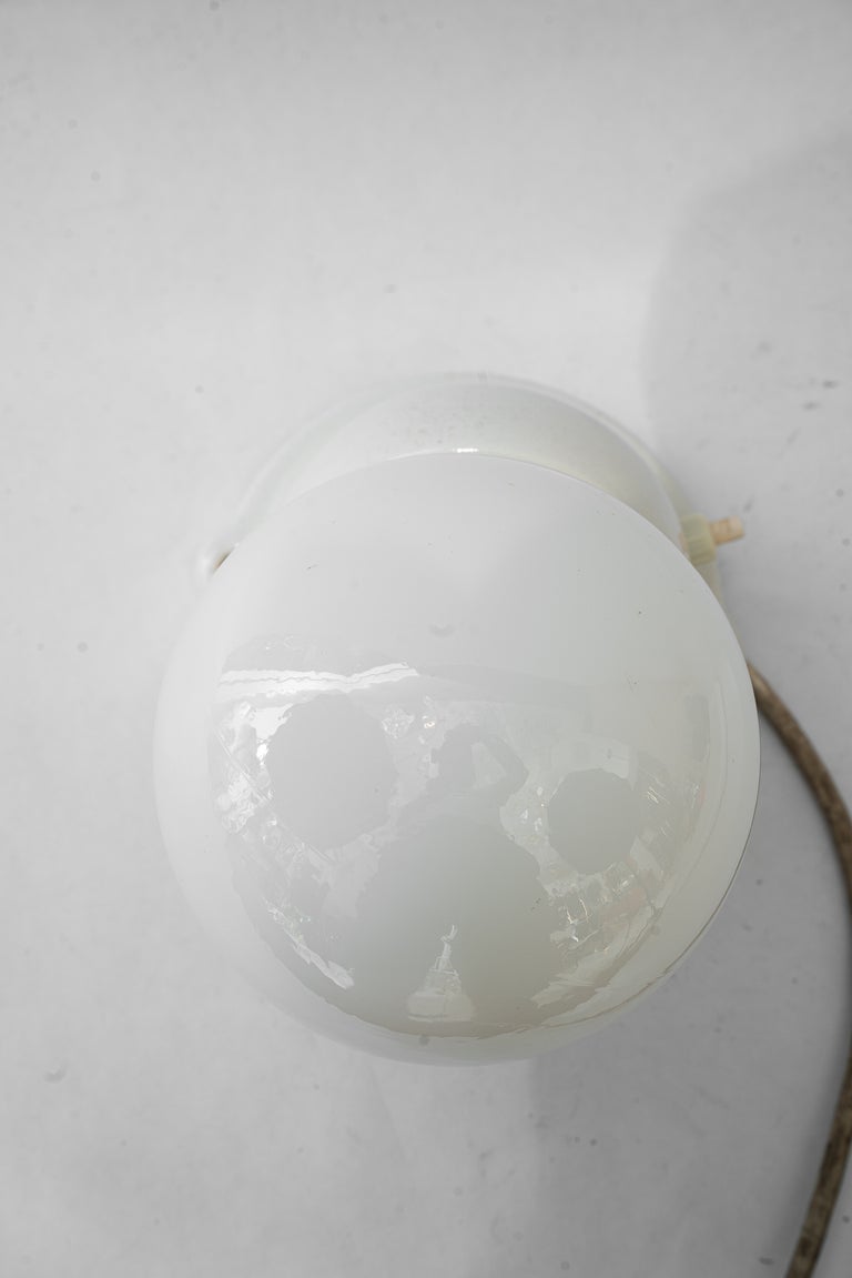 Porcelain wall lamp with opal glass shade vienna around 1920