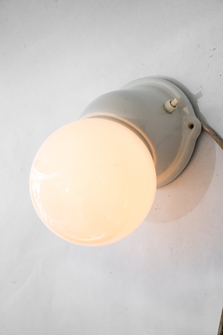 Porcelain wall lamp with opal glass shade vienna around 1920