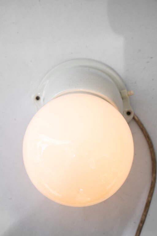 Porcelain wall lamp with opal glass shade vienna around 1920