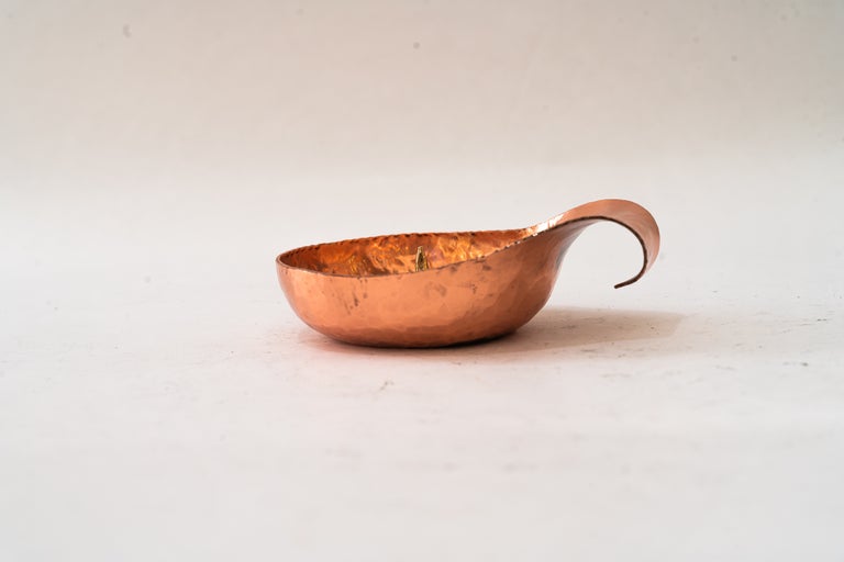 Portable hammered art deco copper candle holder vienna around 1920s