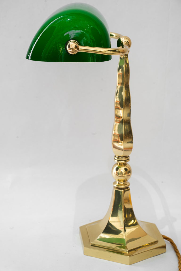 Solid Banker table lamp with green glass shade vienna around 1920s