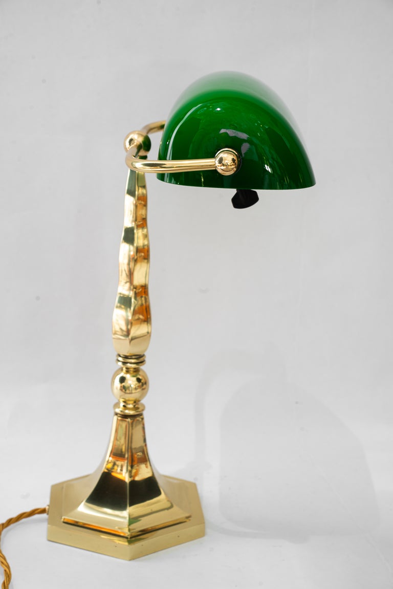 Solid Banker table lamp with green glass shade vienna around 1920s