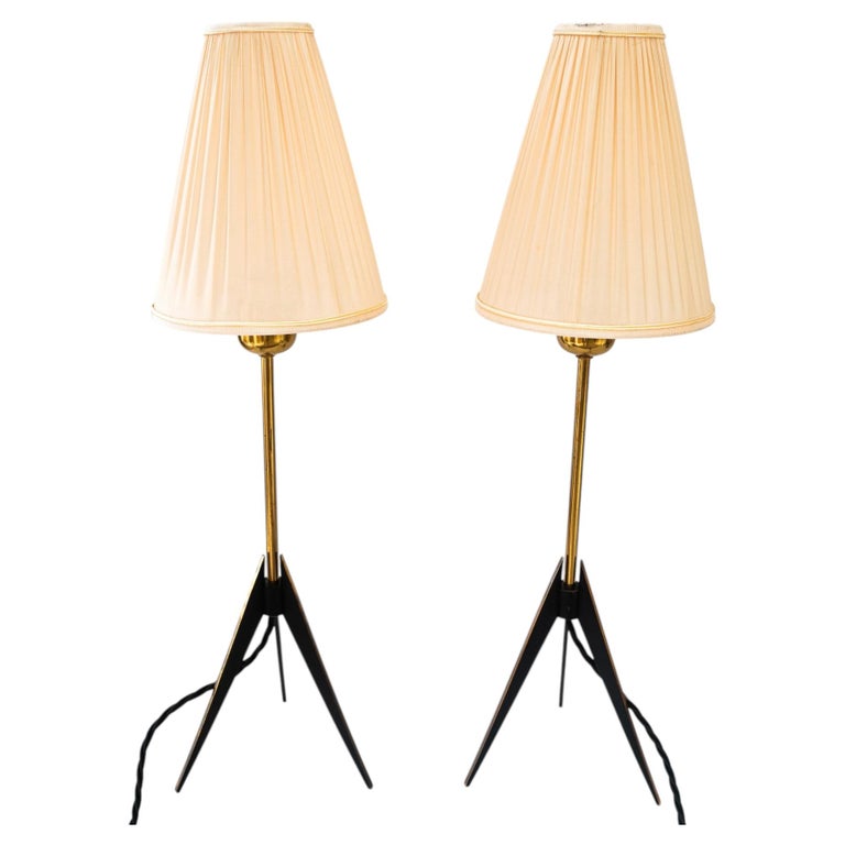 Two Kalmar Table Lamps, with Fabric Shades, circa 1950s