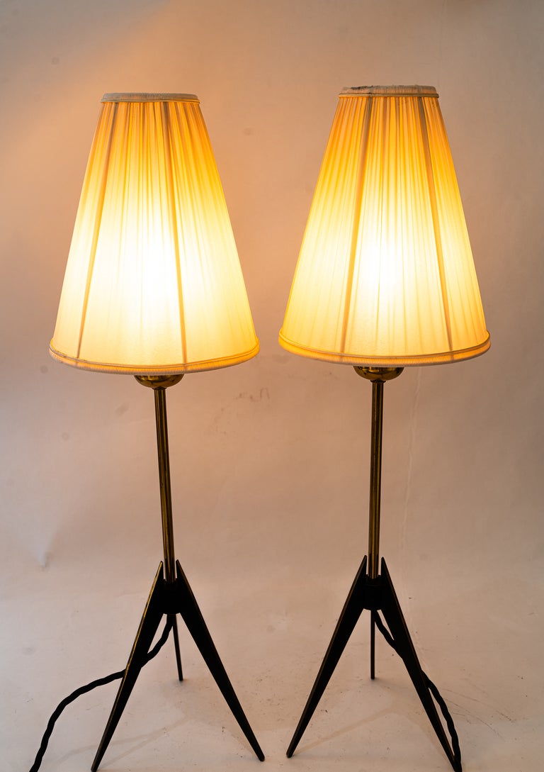 Two Kalmar Table Lamps, with Fabric Shades, circa 1950s