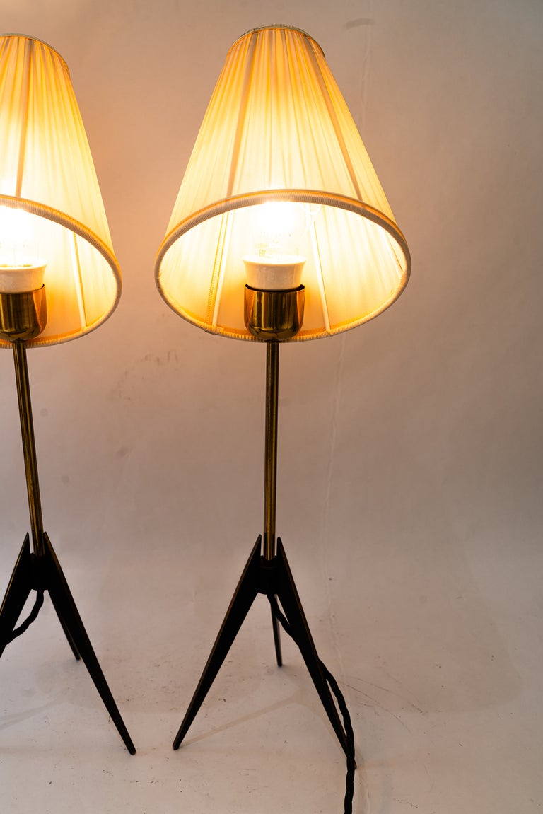 Two Kalmar Table Lamps, with Fabric Shades, circa 1950s
