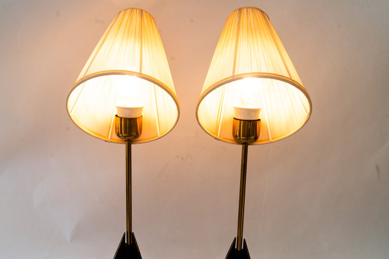 Two Kalmar Table Lamps, with Fabric Shades, circa 1950s