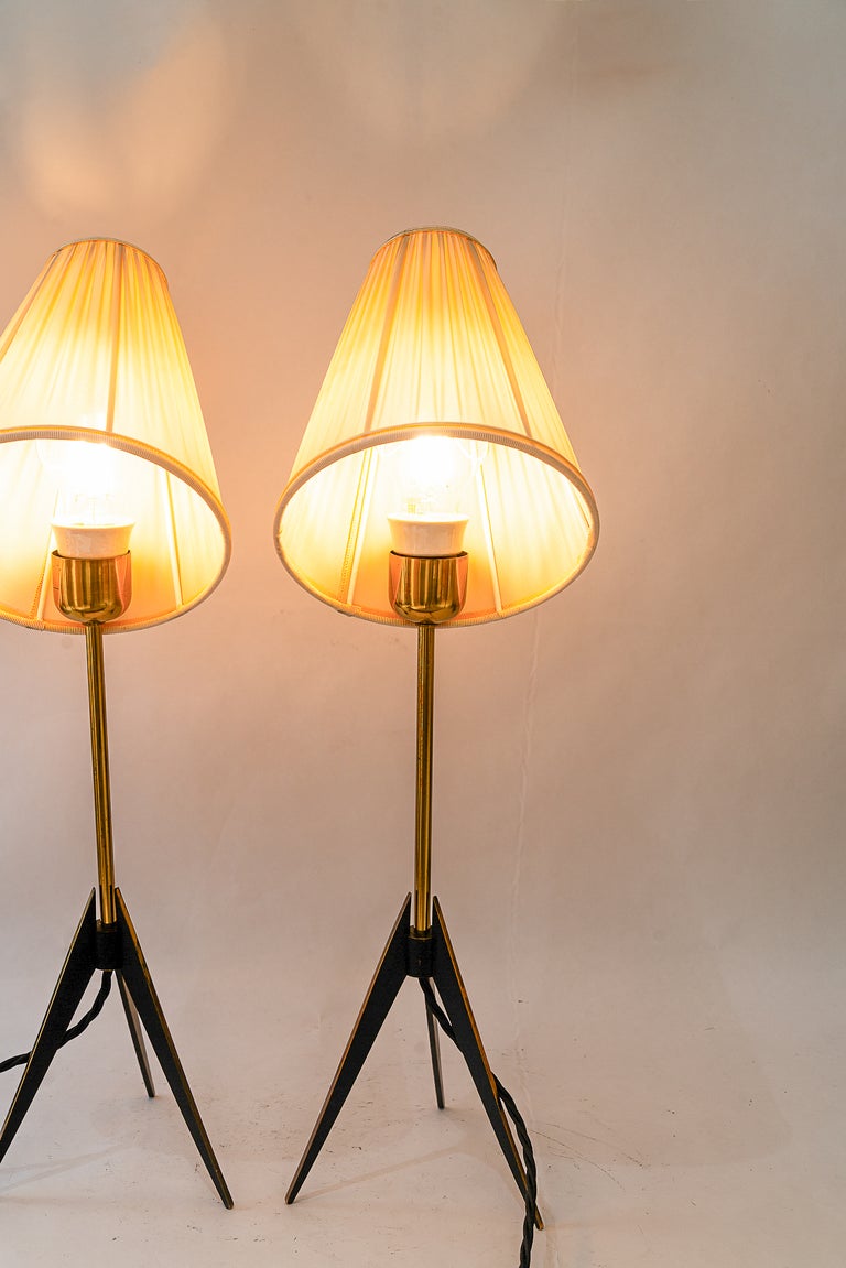Two Kalmar Table Lamps, with Fabric Shades, circa 1950s