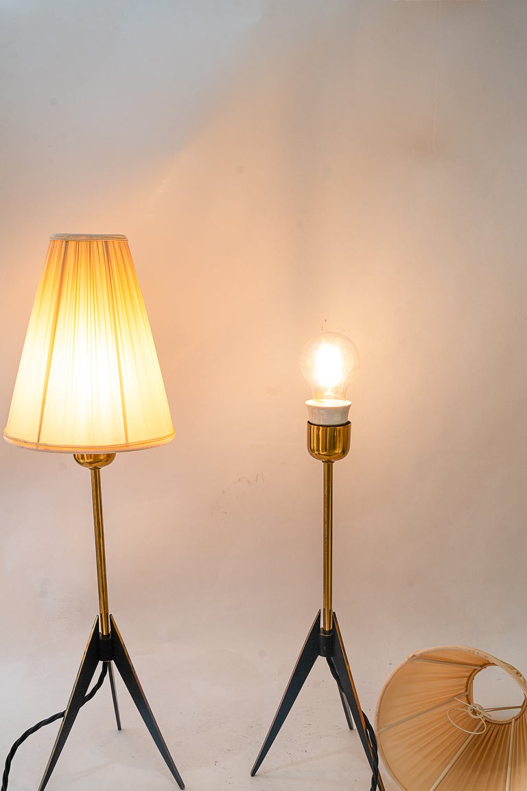 Two Kalmar Table Lamps, with Fabric Shades, circa 1950s