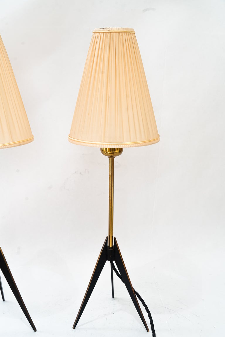Two Kalmar Table Lamps, with Fabric Shades, circa 1950s