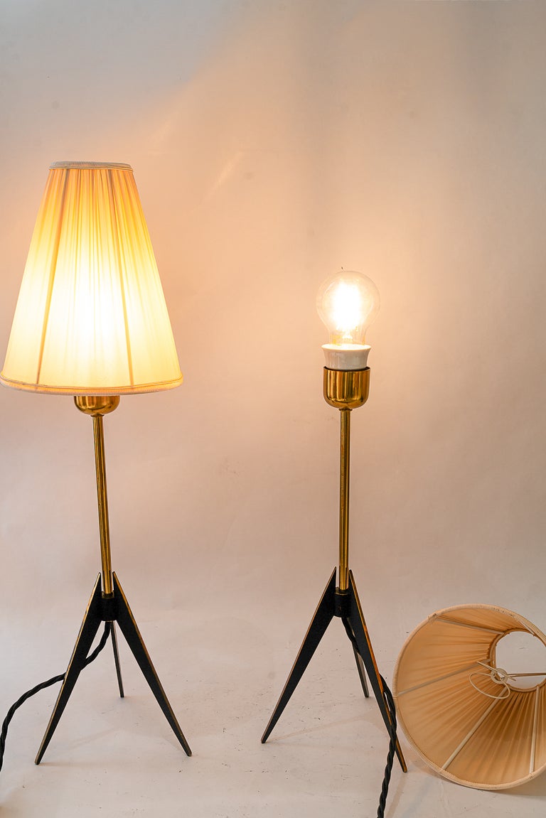 Two Kalmar Table Lamps, with Fabric Shades, circa 1950s
