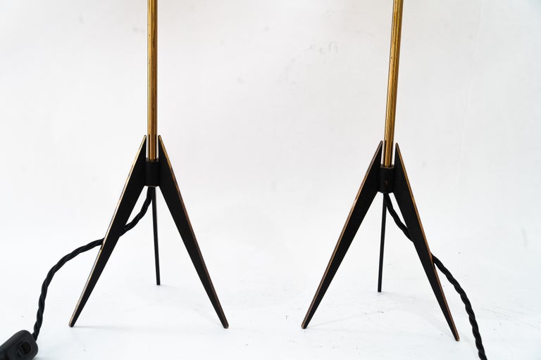 Two Kalmar Table Lamps, with Fabric Shades, circa 1950s
