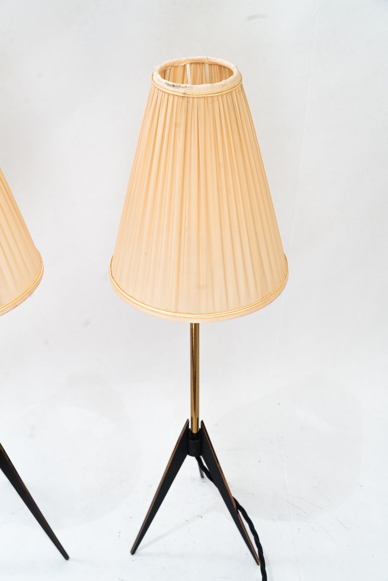 Two Kalmar Table Lamps, with Fabric Shades, circa 1950s
