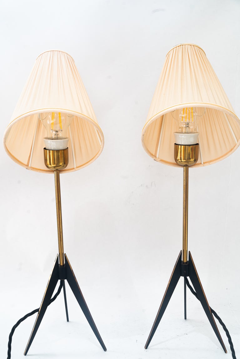 Two Kalmar Table Lamps, with Fabric Shades, circa 1950s