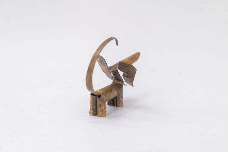 Very small brass sheet metal dog by rohac ( signed, last picture ) around 1950s