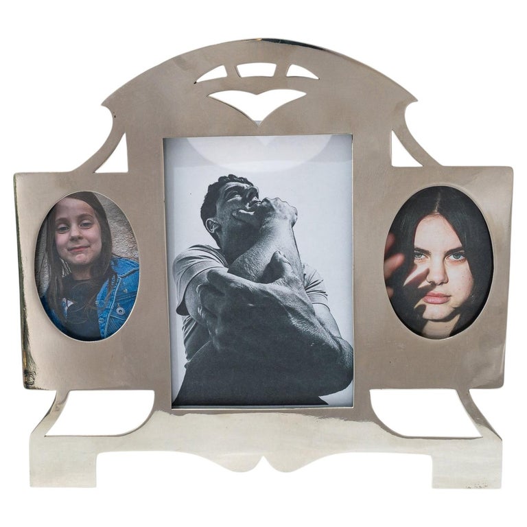 Art Deco Alpaca Picture frame for 3 pictures vienna around 1920s