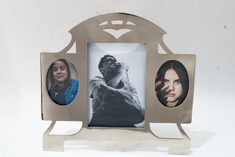 Art Deco Alpaca Picture frame for 3 pictures vienna around 1920s