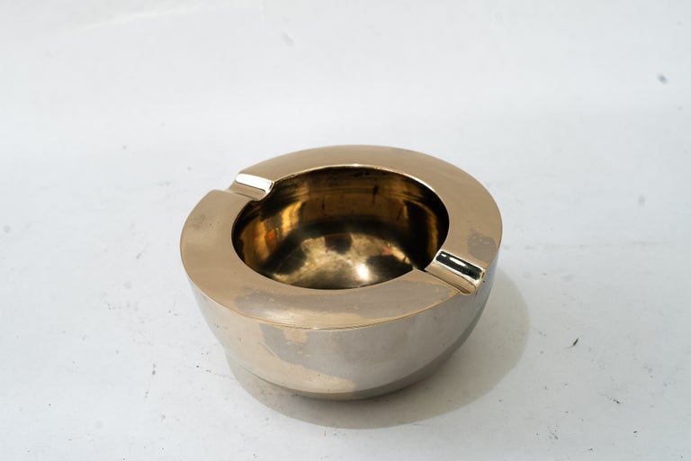 Art Deco Brass ( Nickel-plated ) Ashtray vienna around 1920s