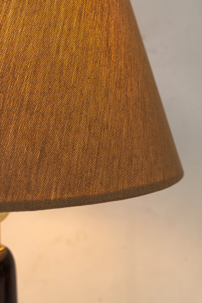 Big Art Deco wood table lamp with fabric shade vienna around 1920s